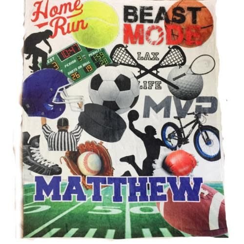 Boy Sports Collage Blanket Boy Sports Collage Blanket