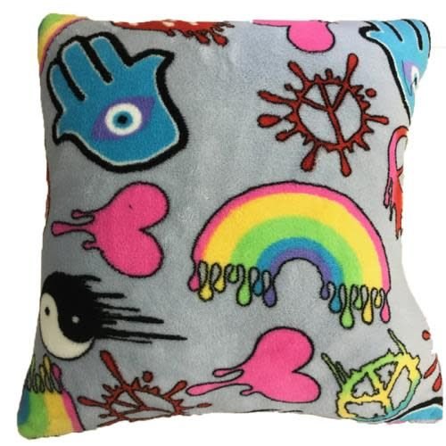 Dripping Graffiti Fuzzy Square Pillow Dripping Graffiti Fuzzy Square Pillow