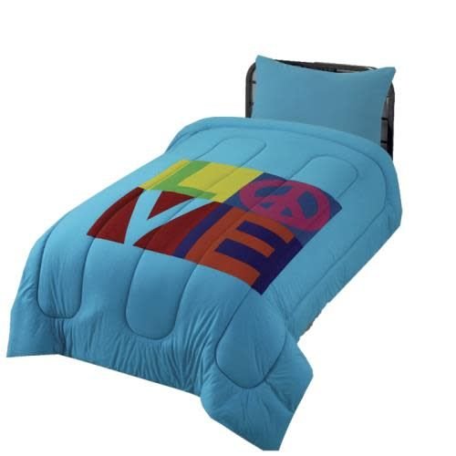 Turquoise LOVE Jersey Comforter Turquoise LOVE Jersey Comforter