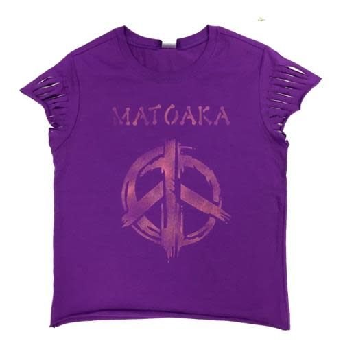 Lantern Sleeve T-Shirt with Painted Peace Sign Lantern Sleeve T-Shirt with Painted Peace Sign