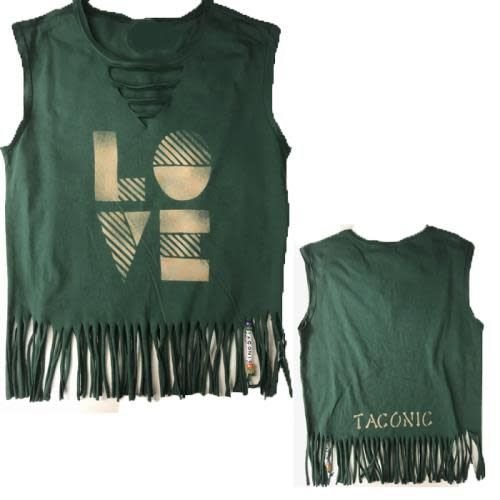 Deep V-Neck with Fringes and Beads Tank (Love Stripes Design) Deep V-Neck with Fringes and Beads Tank (Love Stripes Design)