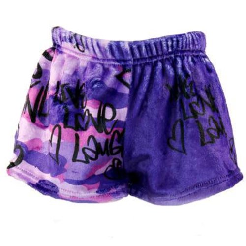 Live, Love, Laugh Purple Camo Fuzzy Shorts Live, Love, Laugh Purple Camo Fuzzy Shorts