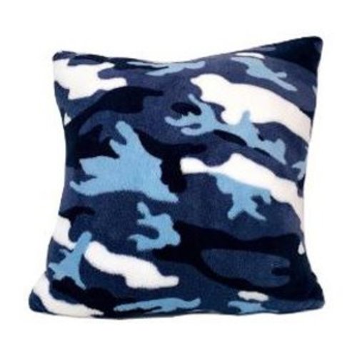 Blue Camo Fuzzy Square Pillow Blue Camo Fuzzy Square Pillow