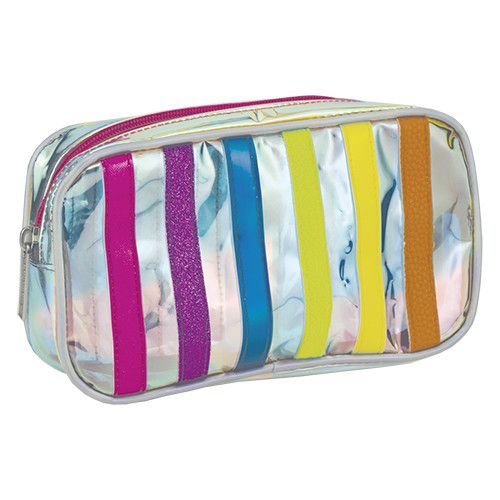 Iridescent Striped Small Cosmetic Bag Iridescent Striped Small Cosmetic Bag