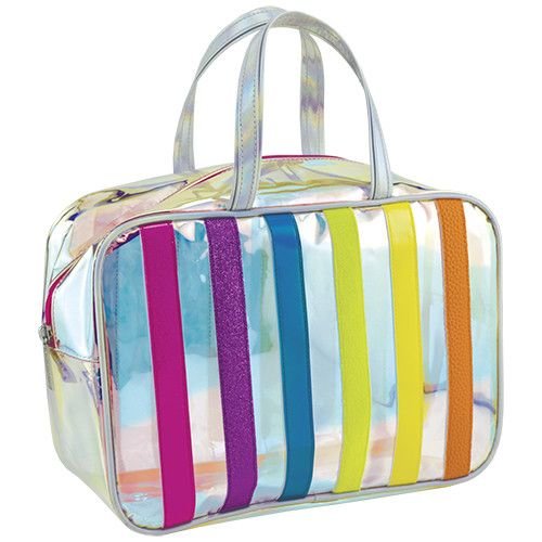 Iridescent Striped Large Cosmetic Bag Iridescent Striped Large Cosmetic Bag