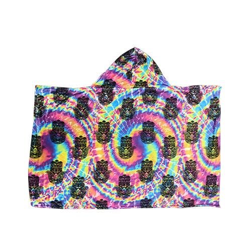Rainbow Tie Dye Hamsa Hoodie Blanket Rainbow Tie Dye Hamsa Hoodie Blanket