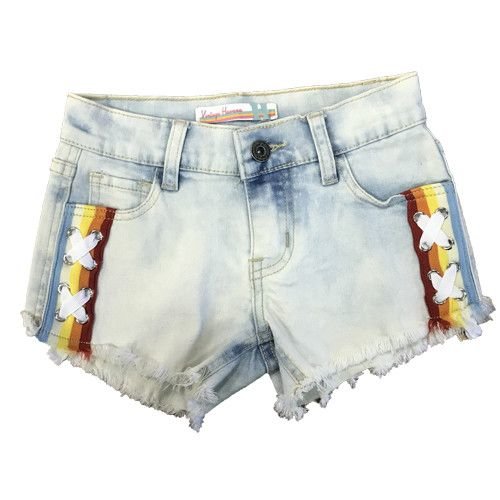 Rainbow Side Lace Jean Shorts Rainbow Side Lace Jean Shorts