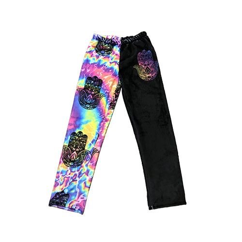 Rainbow Hamsa Tie Dye Fuzzy Pants Rainbow Hamsa Tie Dye Fuzzy Pants