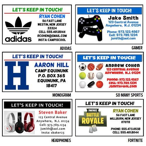 Boys Personalized Calling Cards Boys Personalized Calling Cards