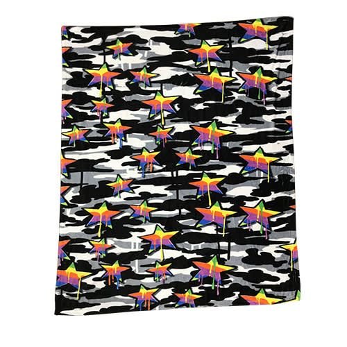 Black and White Camo Rainbow Stars Throw Blanket Black and White Camo Rainbow Stars Throw Blanket