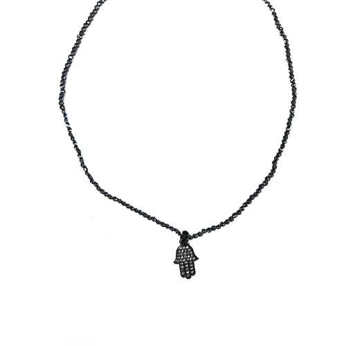 Pave Hamsa Beaded Choker Pave Hamsa Beaded Choker