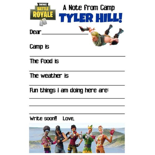 Battle Royale Fill-In Notecards Battle Royale Fill-In Notecards