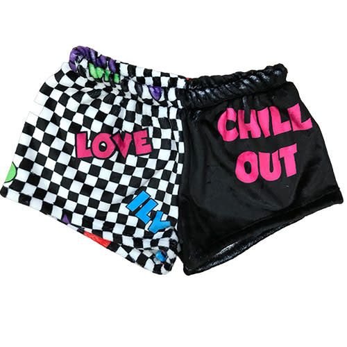 Checkered Words Fuzzy Shorts Checkered Words Fuzzy Shorts