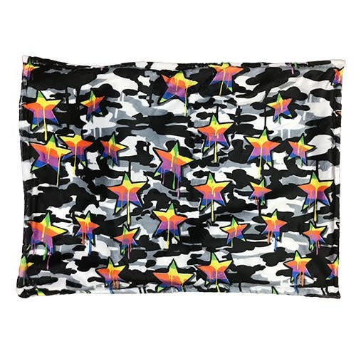 Black and White Camo Rainbow Star Fuzzy Pillowcase Black and White Camo Rainbow Star Fuzzy Pillowcase