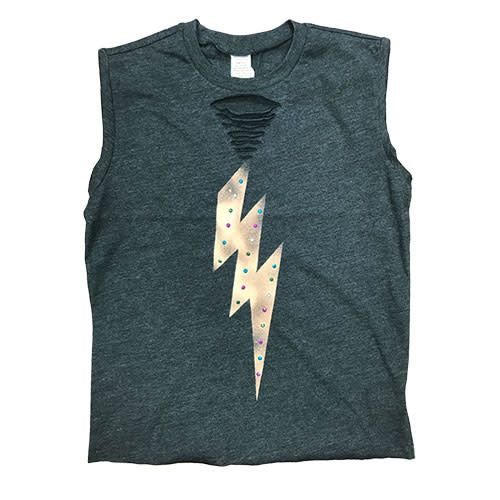 Studded Lightning Bolt Muscle Shirt Studded Lightning Bolt Muscle Shirt