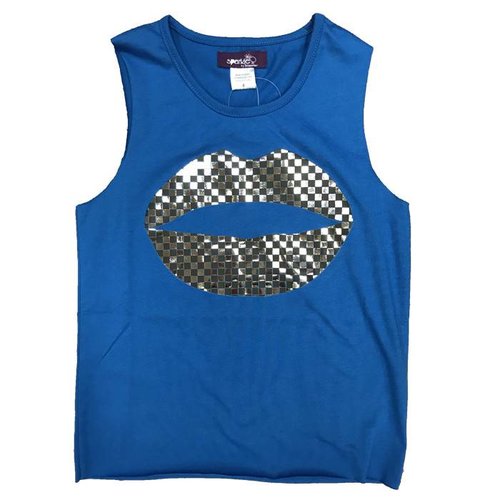 Metallic Checkered Lips Tank Metallic Checkered Lips Tank