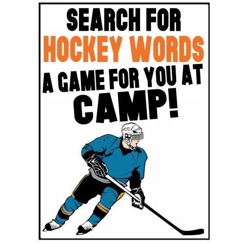Hockey Word Search Camp Card Hockey Word Search Camp Card
