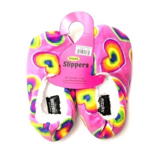 Rainbow Hearts Fuzzy Slippers Rainbow Hearts Fuzzy Slippers