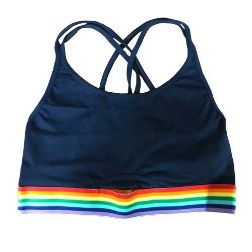 Navy Sports Bra with Rainbow Band (size 7-14) Navy Sports Bra with Rainbow Band (size 7-14)