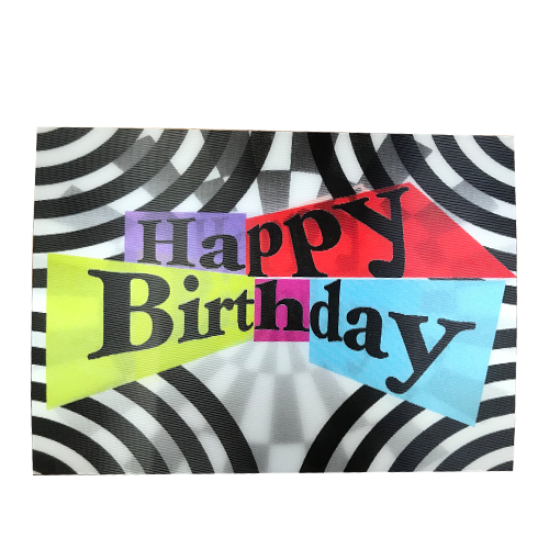 Black/White Happy Birthday 3-D Postcard Black/White Happy Birthday 3-D Postcard