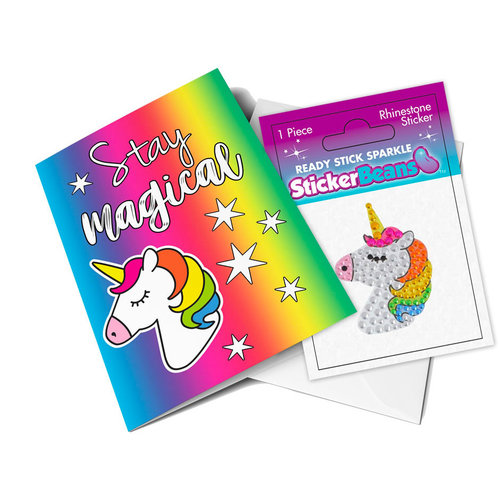 Glitter Unicorn StickerBean Card Glitter Unicorn StickerBean Card