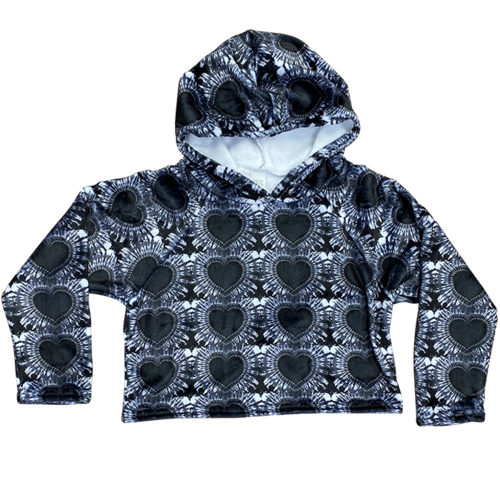 Black Heart Tie Dye Fuzzy Cropped Hoodie Black Heart Tie Dye Fuzzy Cropped Hoodie