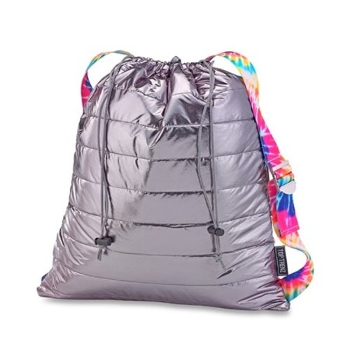 Metallic Puffer Sling Bag with Tie Dye Straps Metallic Puffer Sling Bag with Tie Dye Straps