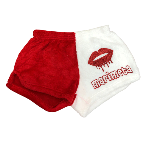 Fuzzy Shorts with Bubble Lettters and Fun Pocket Fuzzy Shorts with Bubble Lettters and Fun Pocket