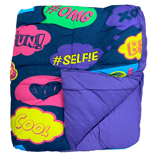Reversible Purple/Text Bubbles Jersey Comforter Reversible Purple/Text Bubbles Jersey Comforter