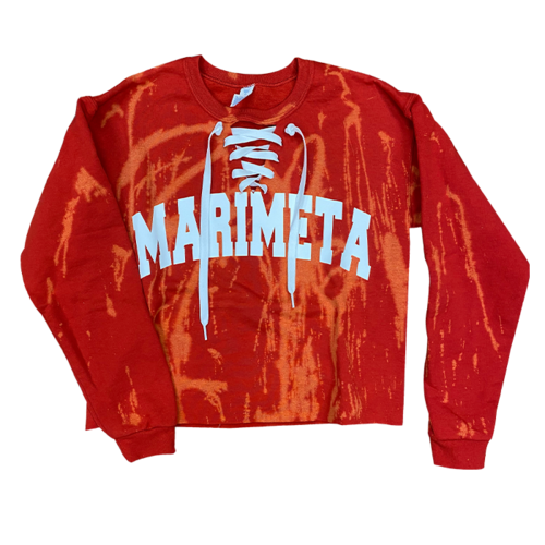 Camp Marimeta Bleached Cropped Lace-Up Sweatshirt Camp Marimeta Bleached Cropped Lace-Up Sweatshirt