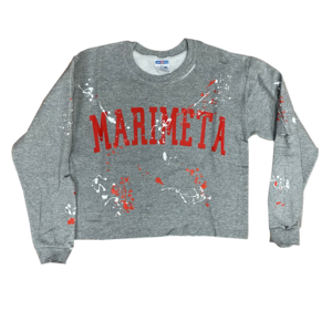 Camp Marimeta Cropped Raw Edge Holey Splatter Sweatshirt
