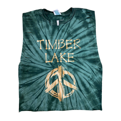 Ladder Snipped Tie Dye Mega Crop with Painted Peace Sign Camp Shirt Ladder Snipped Tie Dye Mega Crop with Painted Peace Sign Camp Shirt