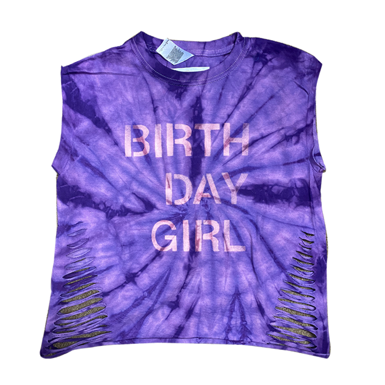 Purple Tie Dye Birthday Girl T-Shirt 