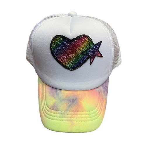 Rainbow Heart Bling Trucker Hat Rainbow Heart Bling Trucker Hat