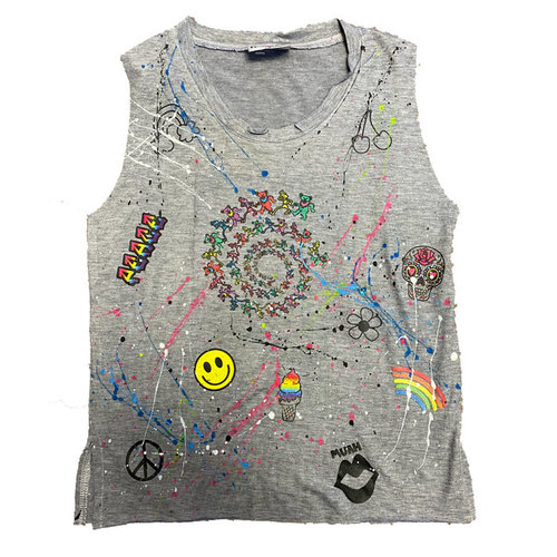 Splattered Steal Your Face Sleeveless Shirt Splattered Steal Your Face Sleeveless Shirt