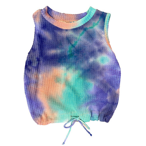 Tie Dye Pastel Waffle Tie Tank Top Tie Dye Pastel Waffle Tie Tank Top