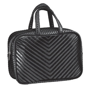 Black Chevron Large Cosmetic Bag
