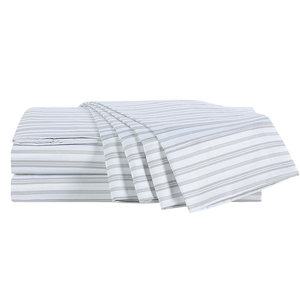 Gray Striped Antimicrobial 4-Piece Sheet Set