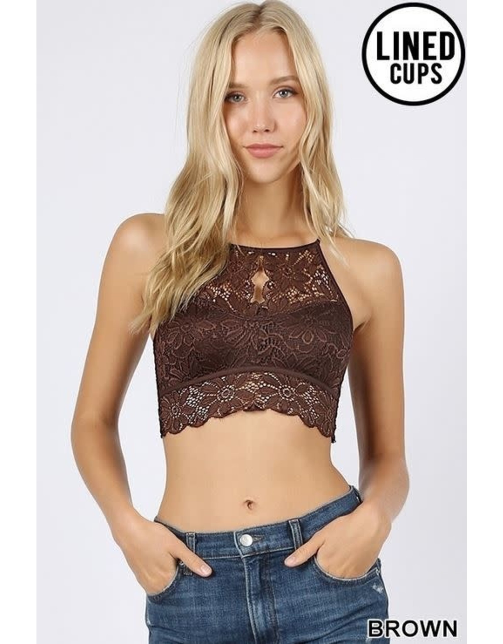 high neck lace bralette