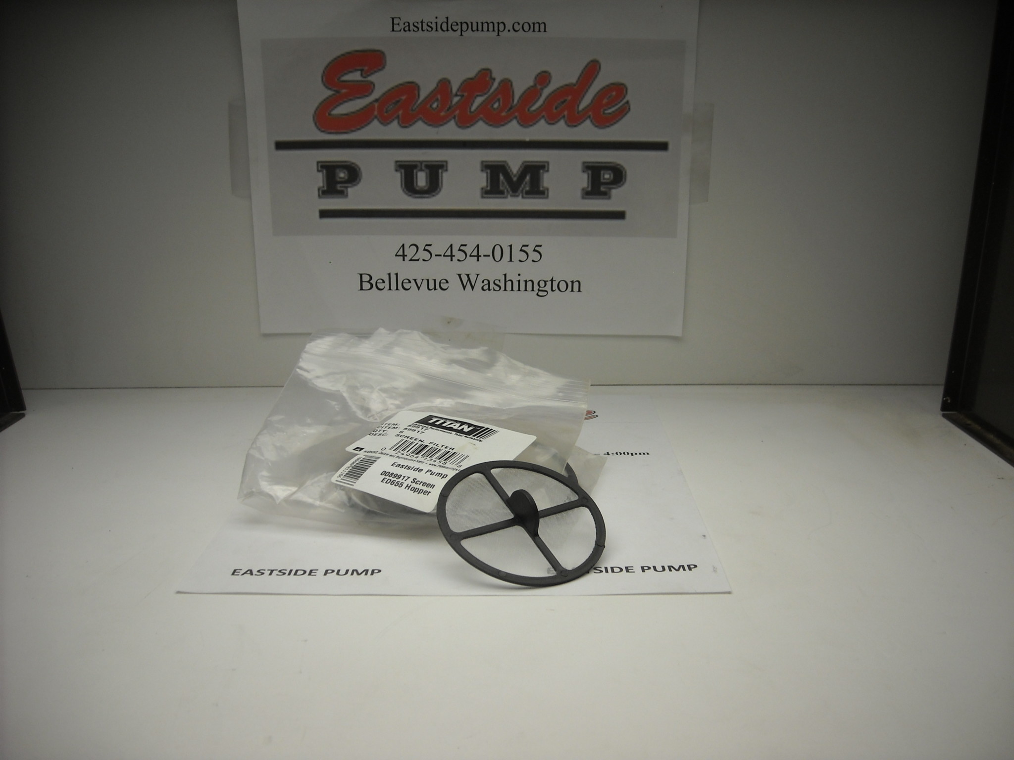 0089917 Titan Screen ED655 Hopper. Filter Eastside Pump