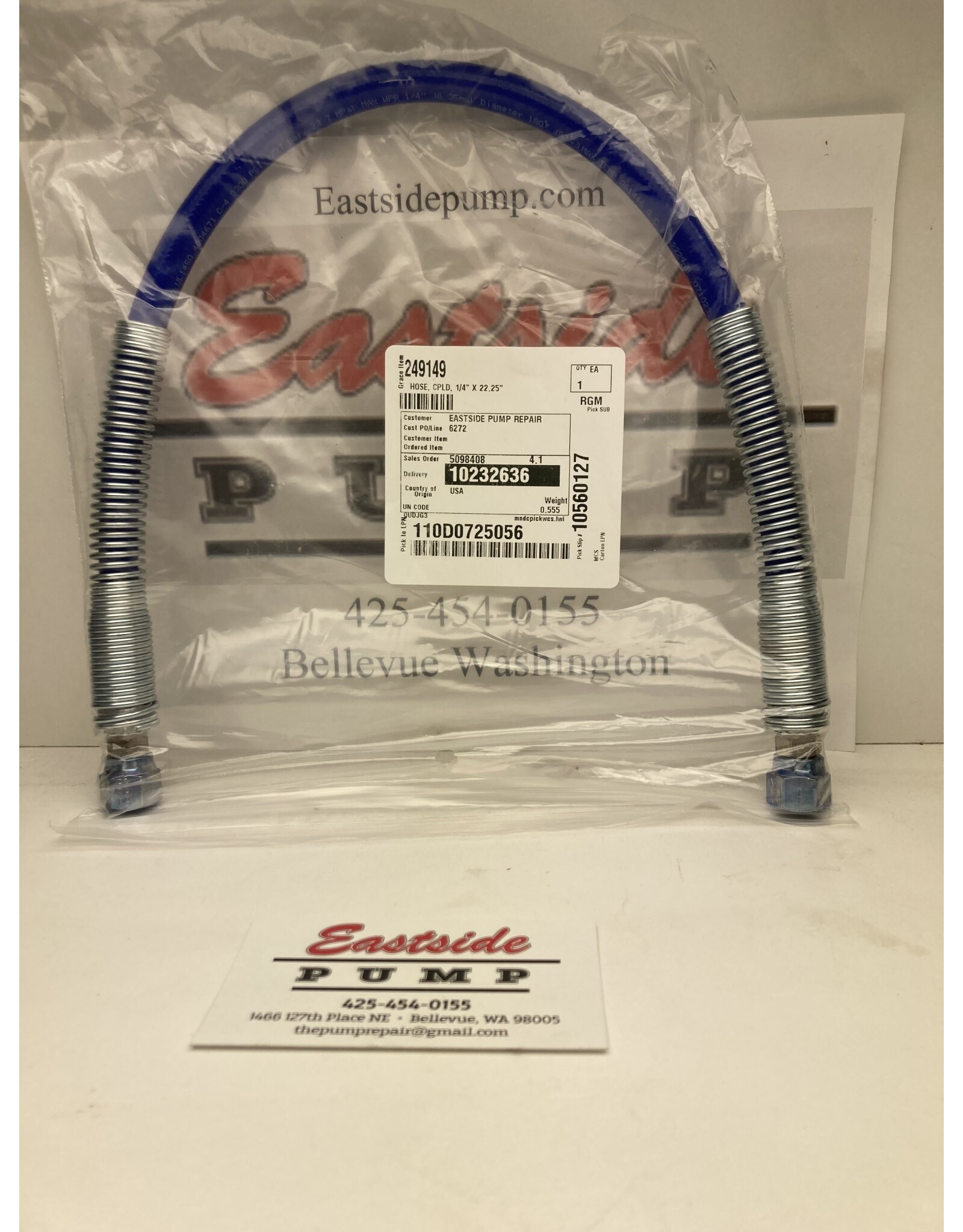 Graco Graco 249149 HOSE, CPLD, 1/4 X 22.25