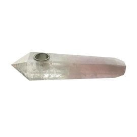 Clear Crystal/ Rose Quartz - Duo Crystal Pipe