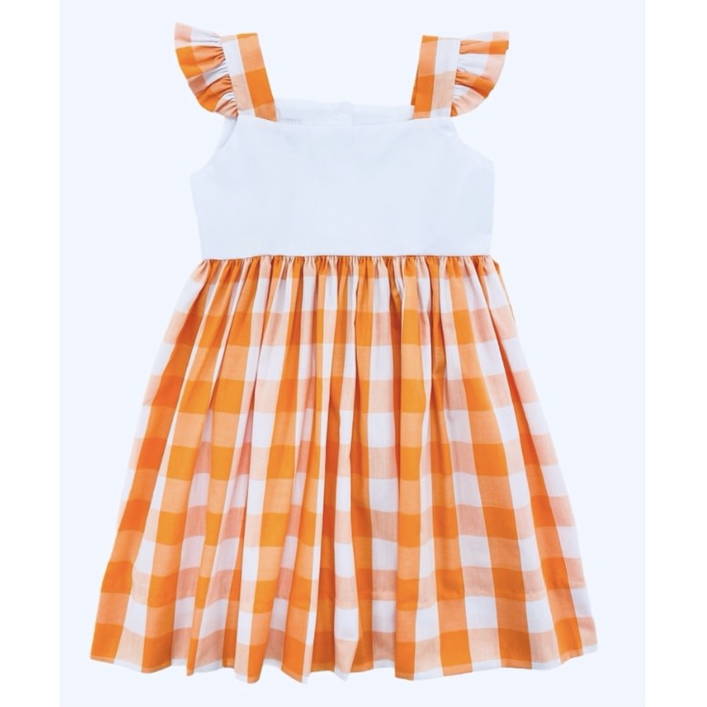 Lulu Bebe Orange White Buffalo Check Dress