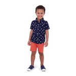 Andy & Evan Navy/Coral Shark Set -Size 2T