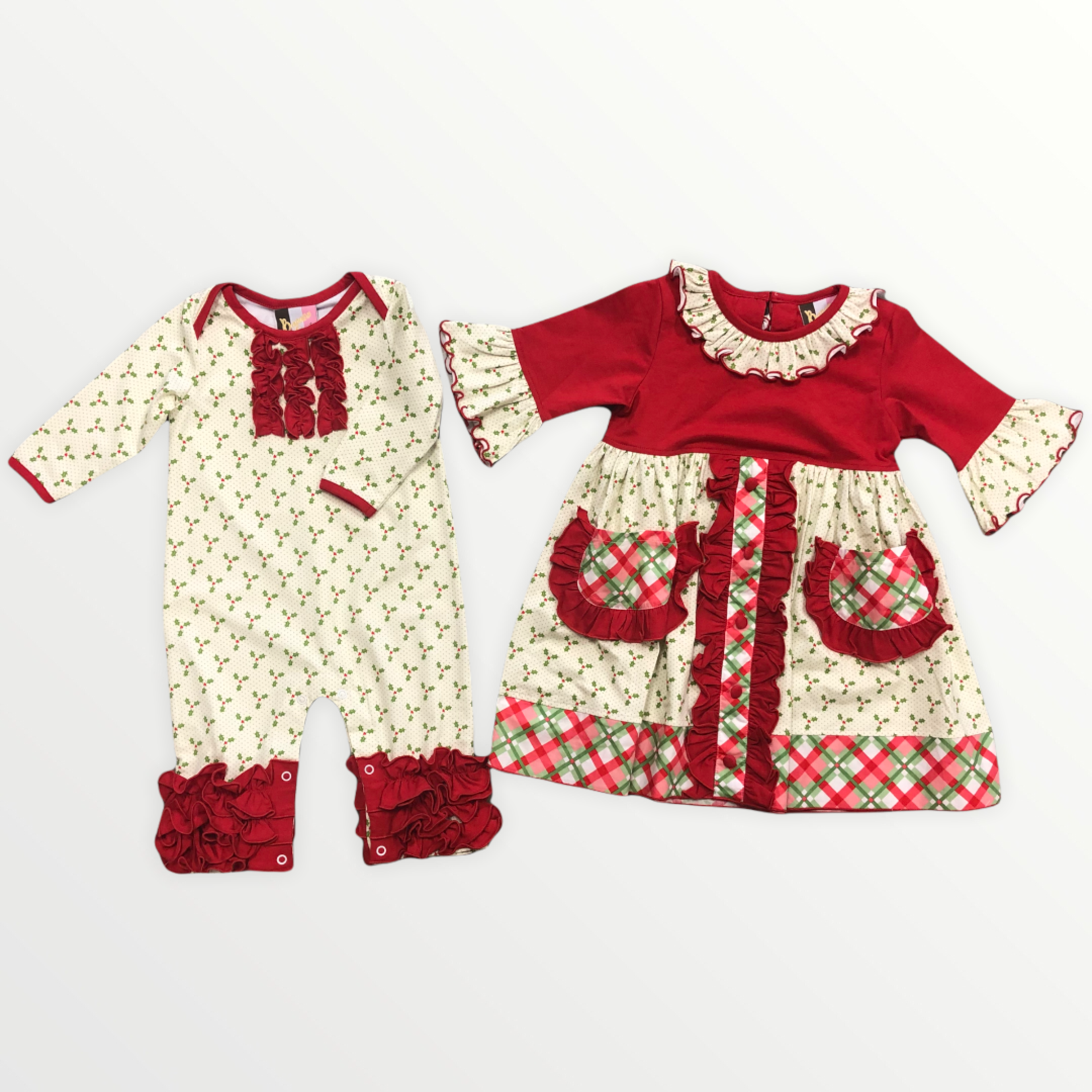 Banana Split Holly Days Rouched Romper