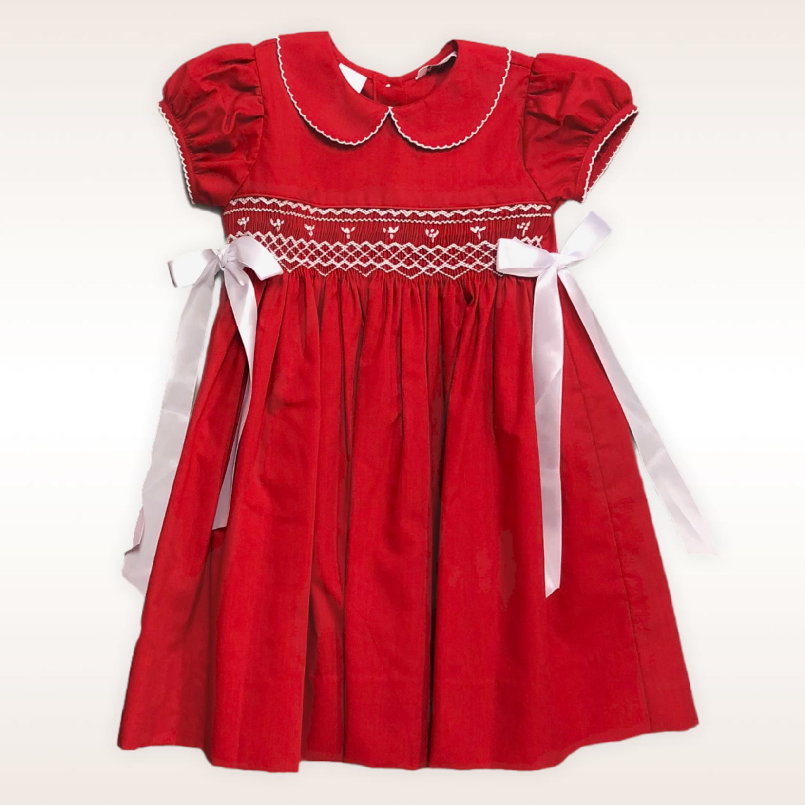 Lulu Bebe Red & White Smock Waist Dress