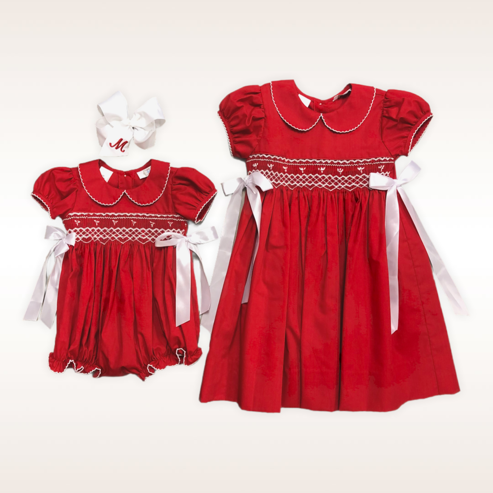 Lulu Bebe Red & White Smock Waist Dress