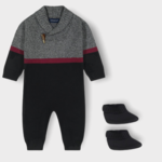 Andy & Evan Black Knit Coverall & Booties