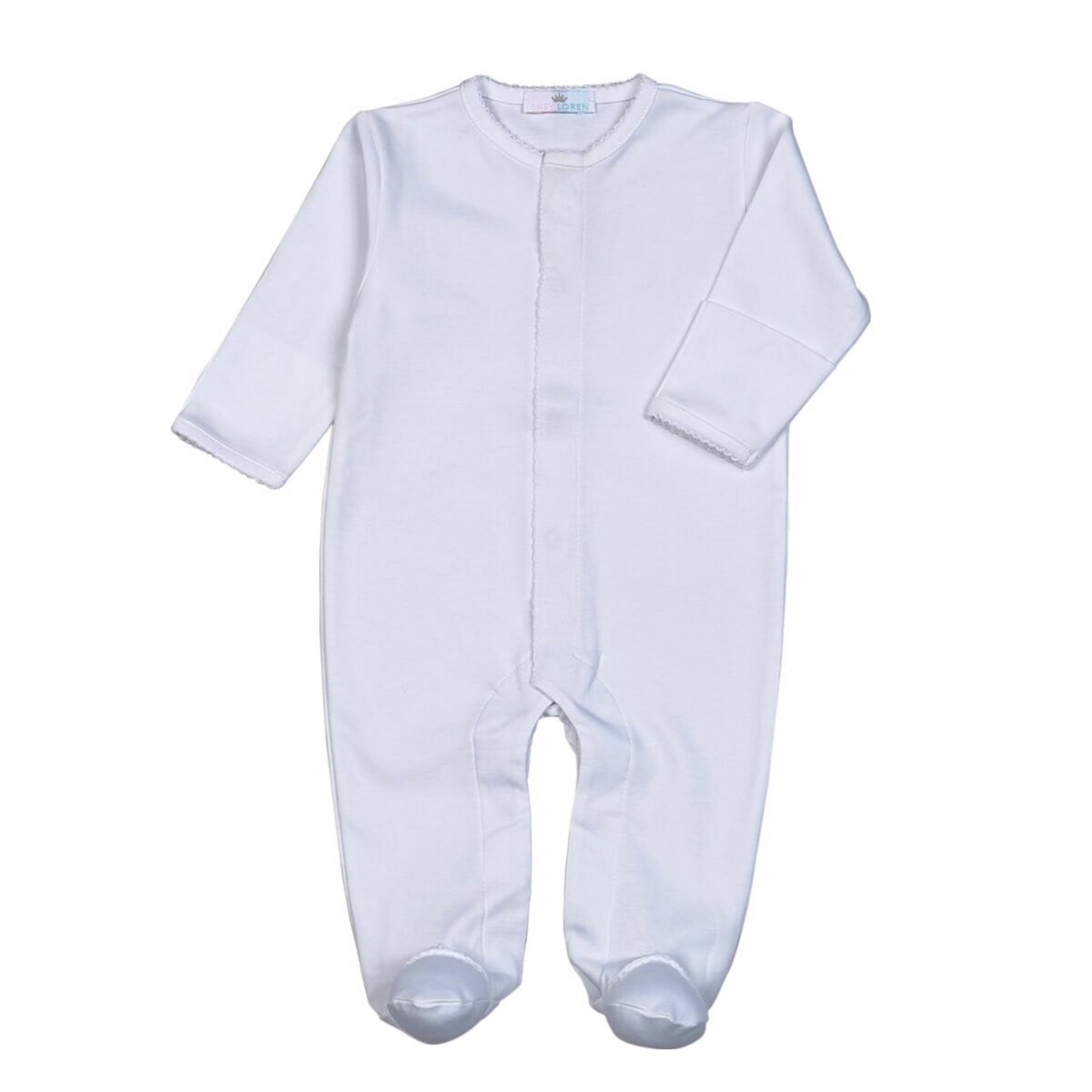 Baby Loren White Pima Zipper Footie #22-450