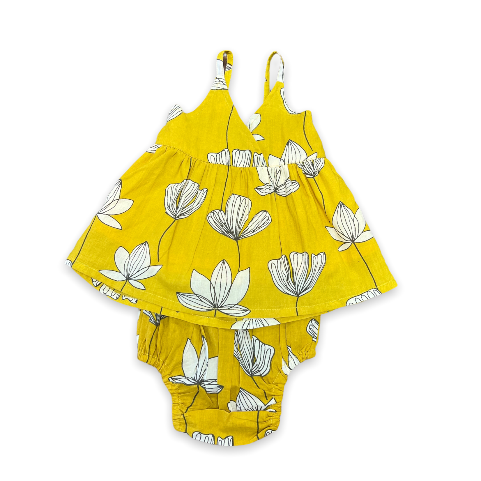 Yo Baby Mustard Lotus Diaper Set (Size 9-12M)